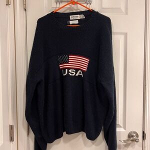 New Era Men's Navy Blue American Flag Sweater